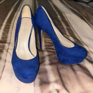 Aldo Royal Blue Suede Heels